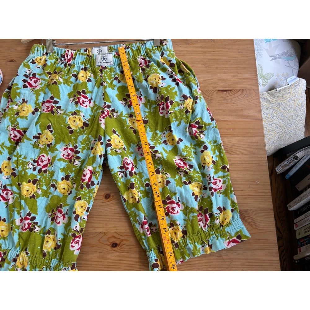 VTG Knotty Woodpecker Bloomer Shabby Chic Cottage Floral Ruffle Pajama Shorts M - Picture 6 of 8